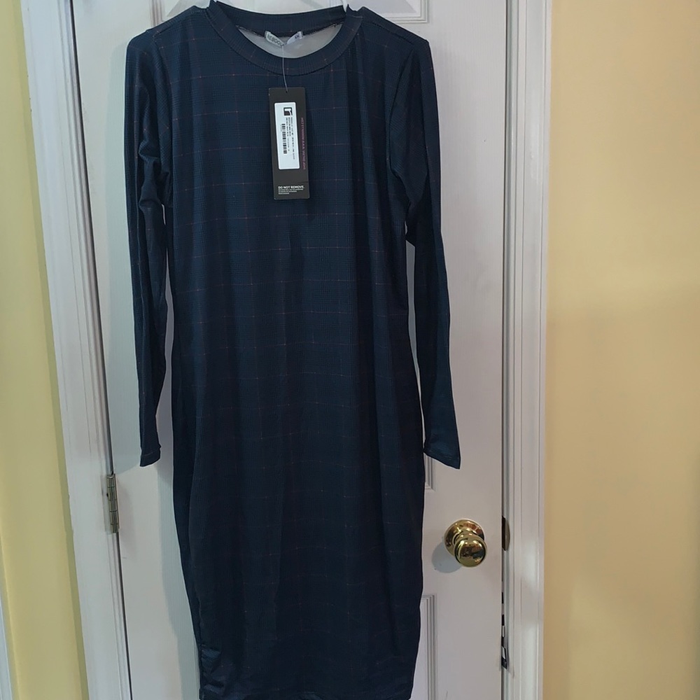 Checkered and striped body on dress